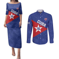Custom Cuba Basketball Couples Matching Puletasi and Long Sleeve Button Shirt Flag Style
