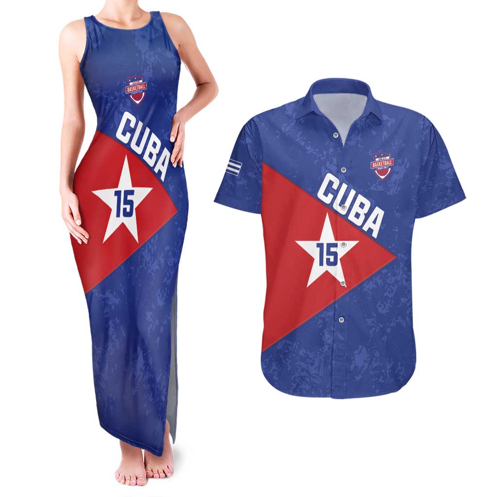Custom Cuba Basketball Couples Matching Tank Maxi Dress and Hawaiian Shirt Flag Style