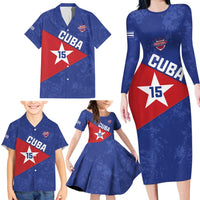 Custom Cuba Basketball Family Matching Long Sleeve Bodycon Dress and Hawaiian Shirt Flag Style