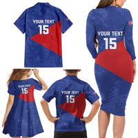Custom Cuba Basketball Family Matching Long Sleeve Bodycon Dress and Hawaiian Shirt Flag Style