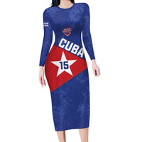 Custom Cuba Basketball Family Matching Long Sleeve Bodycon Dress and Hawaiian Shirt Flag Style