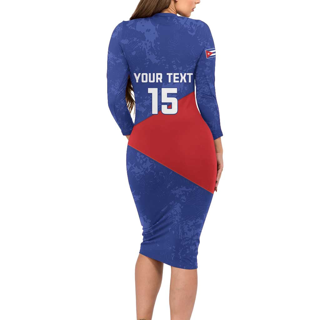 Custom Cuba Basketball Family Matching Long Sleeve Bodycon Dress and Hawaiian Shirt Flag Style