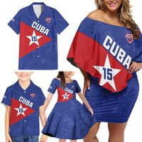 Custom Cuba Basketball Family Matching Off Shoulder Short Dress and Hawaiian Shirt Flag Style