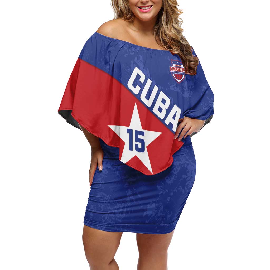 Custom Cuba Basketball Family Matching Off Shoulder Short Dress and Hawaiian Shirt Flag Style