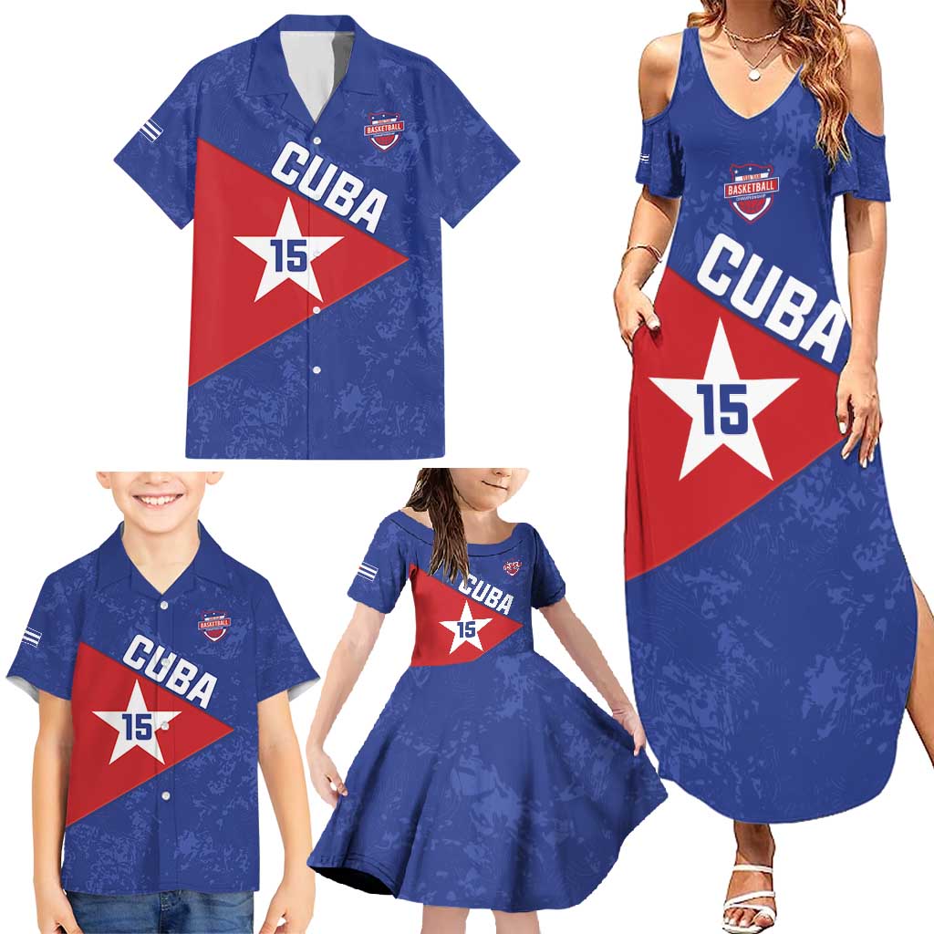 Custom Cuba Basketball Family Matching Summer Maxi Dress and Hawaiian Shirt Flag Style