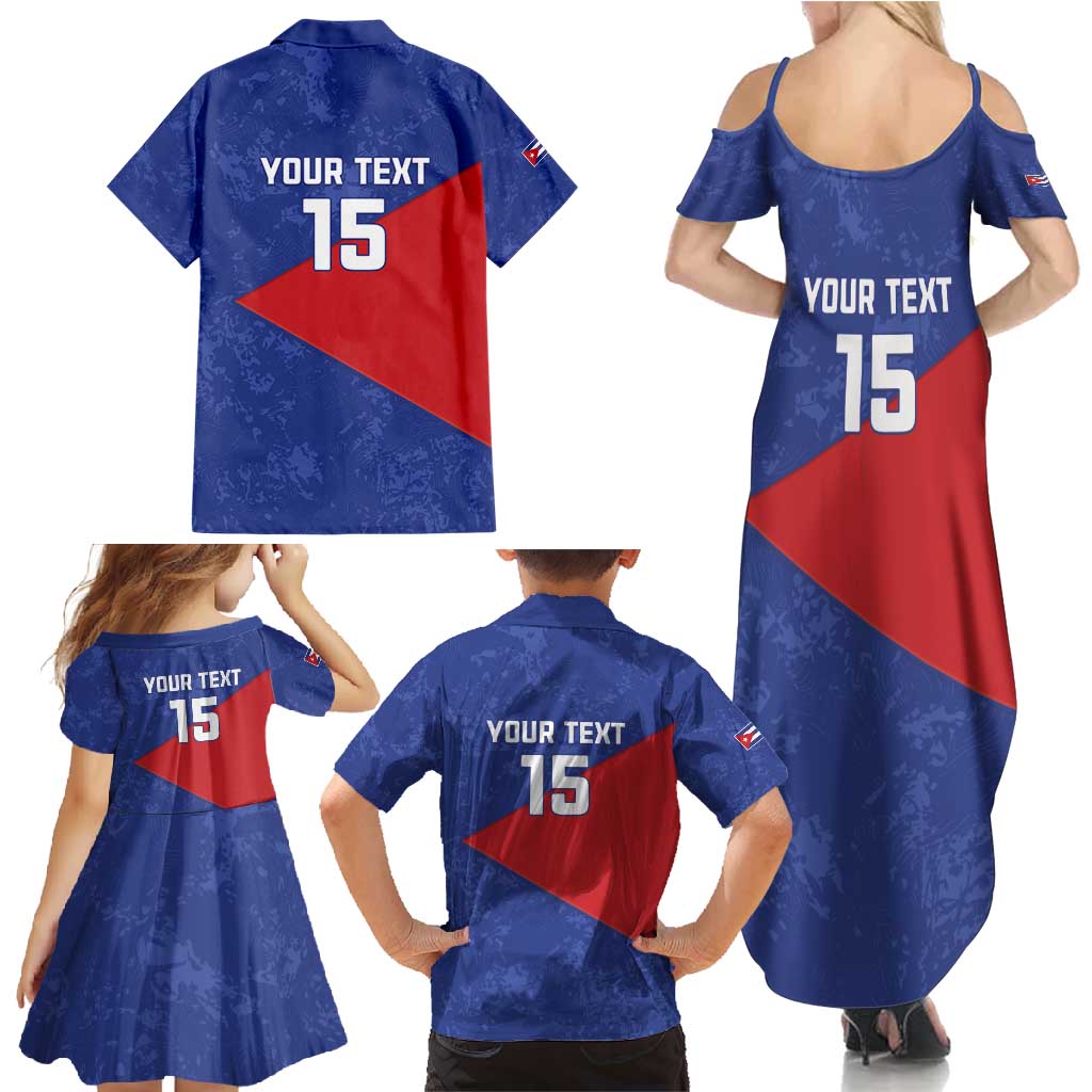 Custom Cuba Basketball Family Matching Summer Maxi Dress and Hawaiian Shirt Flag Style