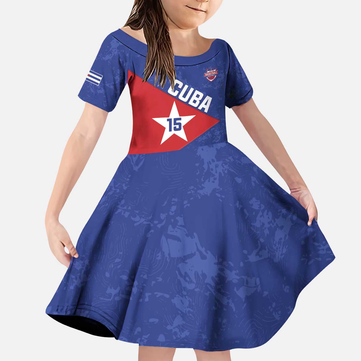 Custom Cuba Basketball Kid Short Sleeve Dress Flag Style