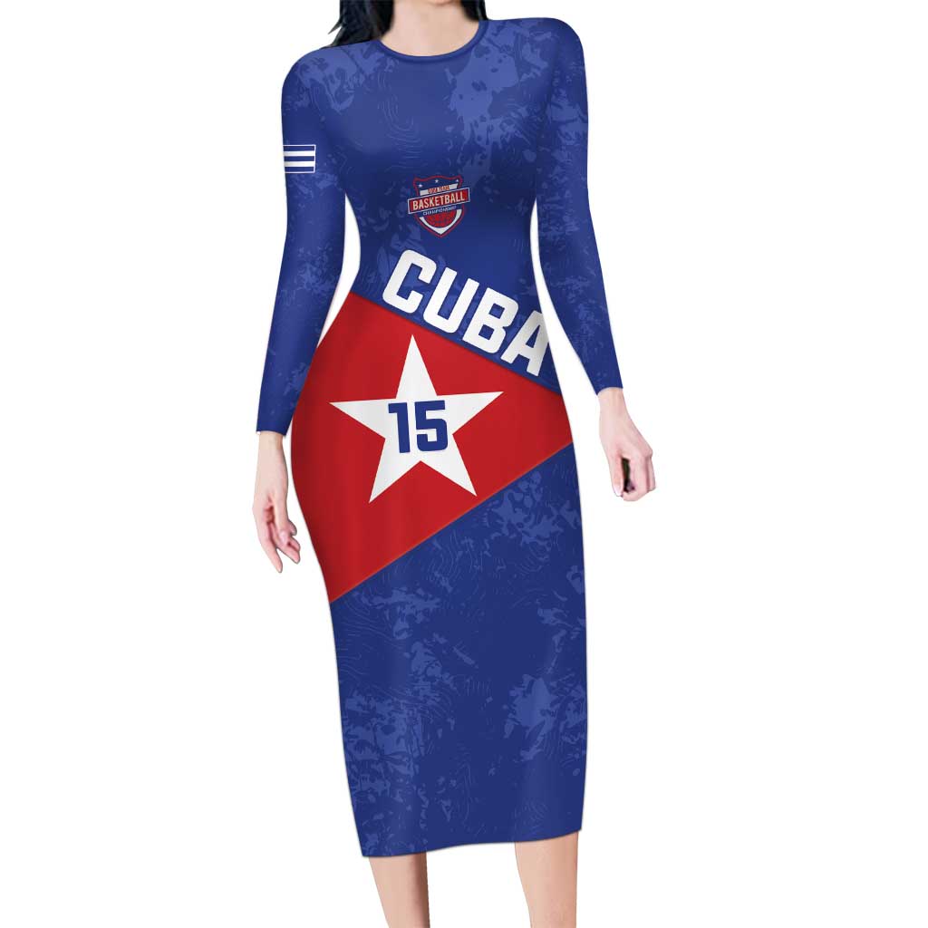 Custom Cuba Basketball Long Sleeve Bodycon Dress Flag Style