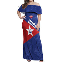 Custom Cuba Basketball Off Shoulder Maxi Dress Flag Style