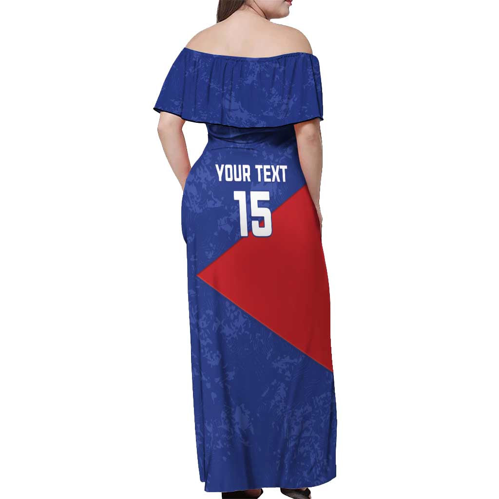 Custom Cuba Basketball Off Shoulder Maxi Dress Flag Style