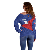 Custom Cuba Basketball Off Shoulder Sweater Flag Style