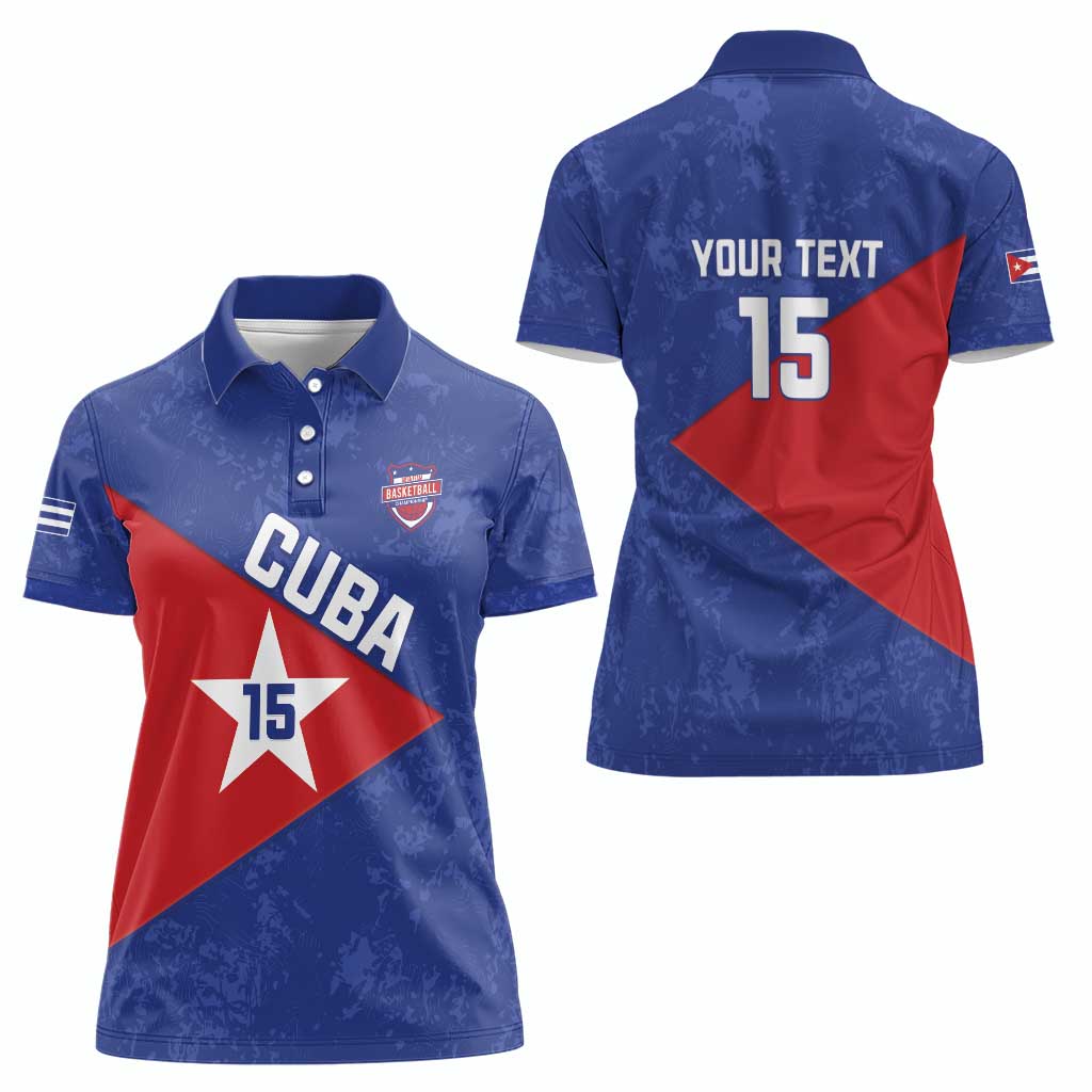 Custom Cuba Basketball Women Polo Shirt Flag Style