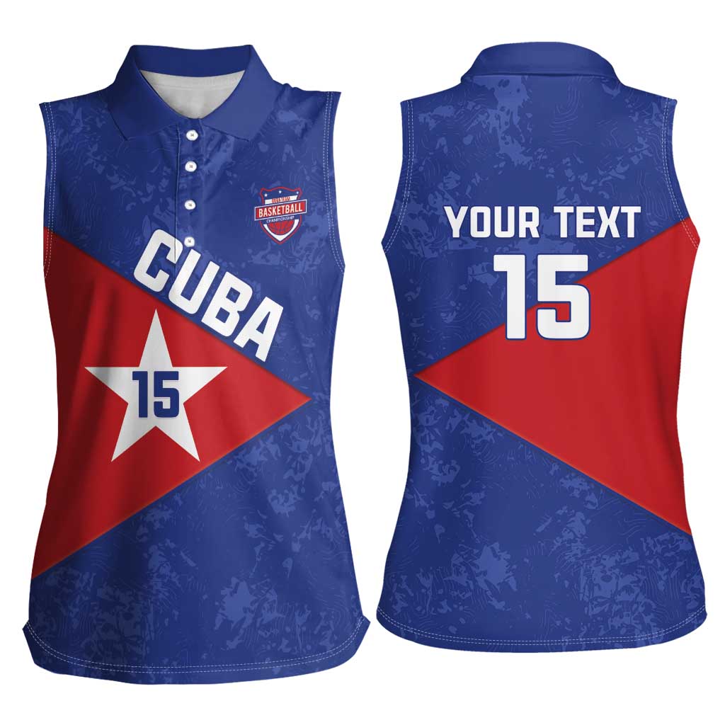 Custom Cuba Basketball Women Sleeveless Polo Shirt Flag Style