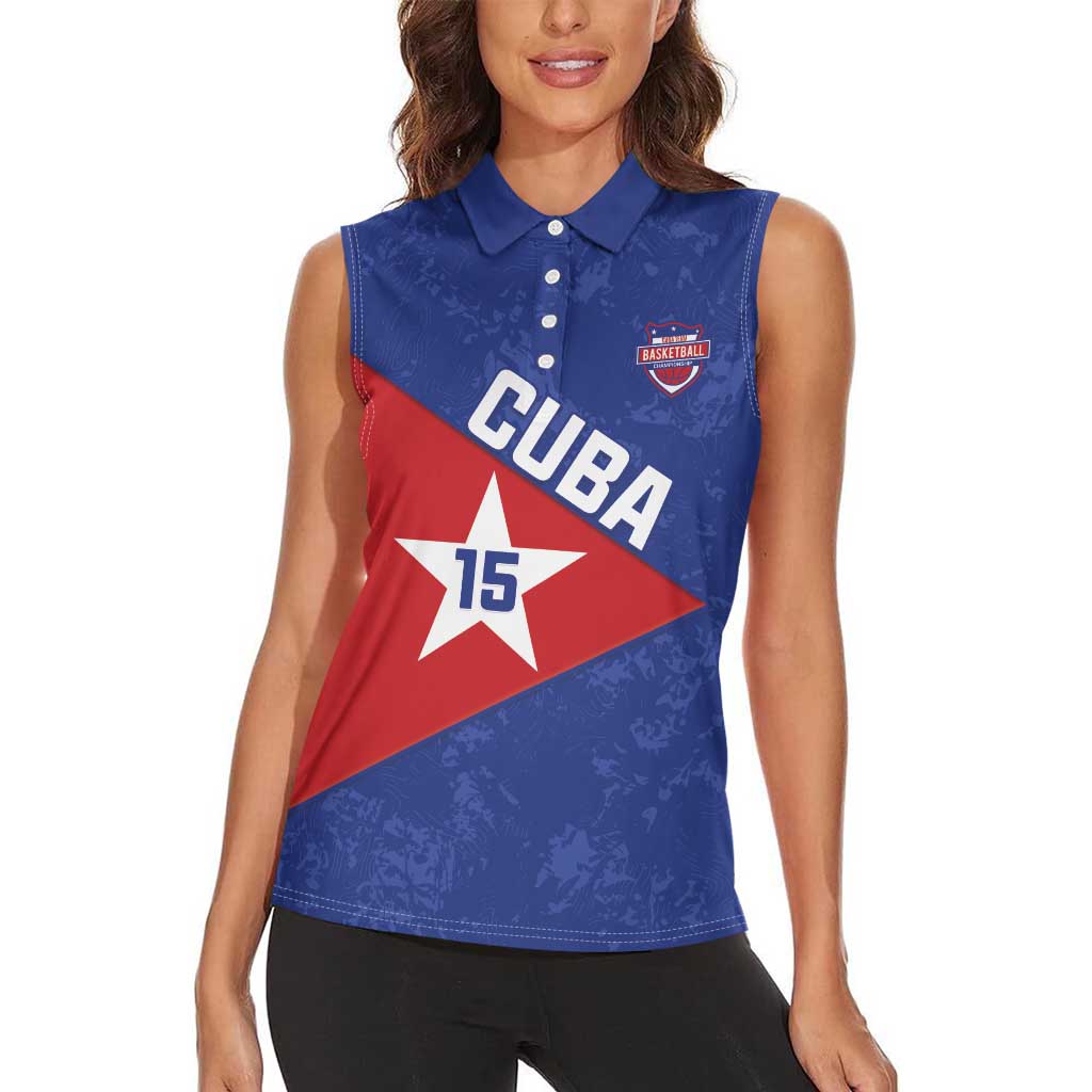 Custom Cuba Basketball Women Sleeveless Polo Shirt Flag Style