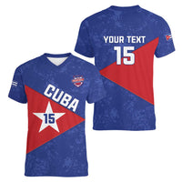 Custom Cuba Basketball Women V-Neck T-Shirt Flag Style