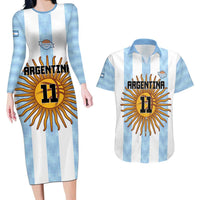 Custom Argentina Basketball Couples Matching Long Sleeve Bodycon Dress and Hawaiian Shirt Go El Alma Argentina