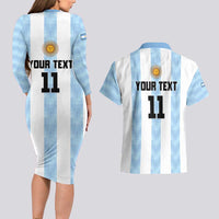 Custom Argentina Basketball Couples Matching Long Sleeve Bodycon Dress and Hawaiian Shirt Go El Alma Argentina