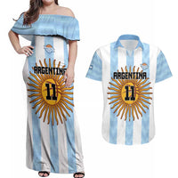 Custom Argentina Basketball Couples Matching Off Shoulder Maxi Dress and Hawaiian Shirt Go El Alma Argentina
