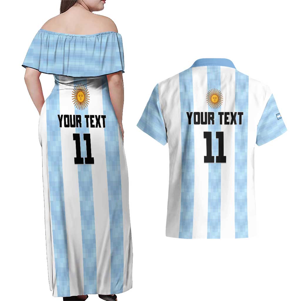 Custom Argentina Basketball Couples Matching Off Shoulder Maxi Dress and Hawaiian Shirt Go El Alma Argentina