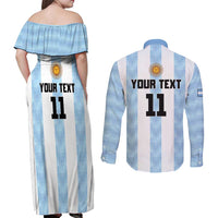 Custom Argentina Basketball Couples Matching Off Shoulder Maxi Dress and Long Sleeve Button Shirt Go El Alma Argentina