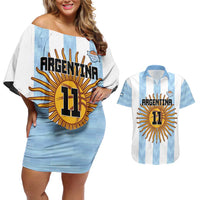 Custom Argentina Basketball Couples Matching Off Shoulder Short Dress and Hawaiian Shirt Go El Alma Argentina