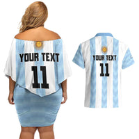 Custom Argentina Basketball Couples Matching Off Shoulder Short Dress and Hawaiian Shirt Go El Alma Argentina