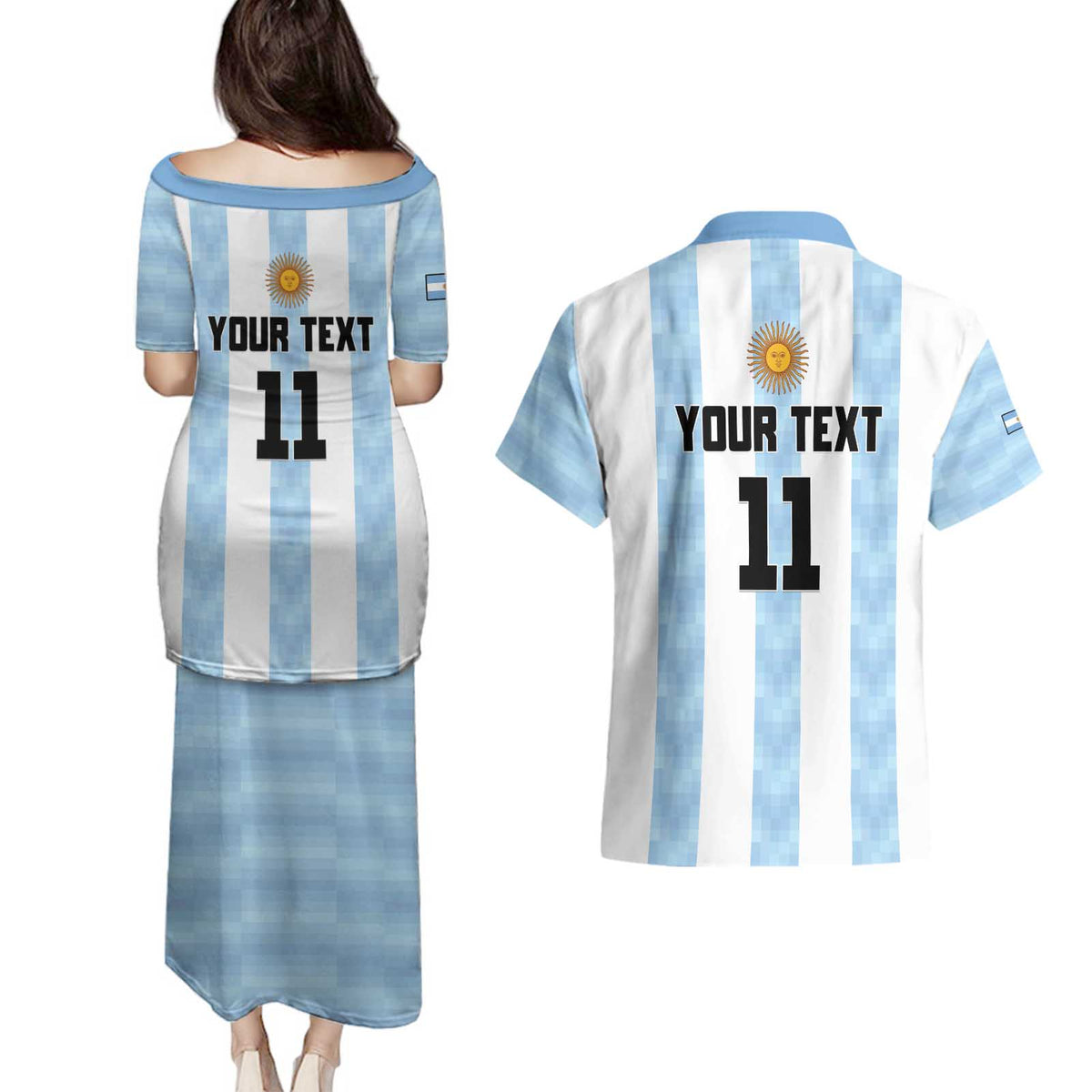 Custom Argentina Basketball Couples Matching Puletasi and Hawaiian Shirt Go El Alma Argentina