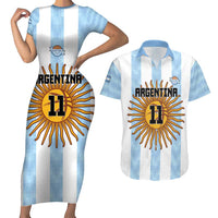 Custom Argentina Basketball Couples Matching Short Sleeve Bodycon Dress and Hawaiian Shirt Go El Alma Argentina