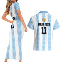 Custom Argentina Basketball Couples Matching Short Sleeve Bodycon Dress and Hawaiian Shirt Go El Alma Argentina