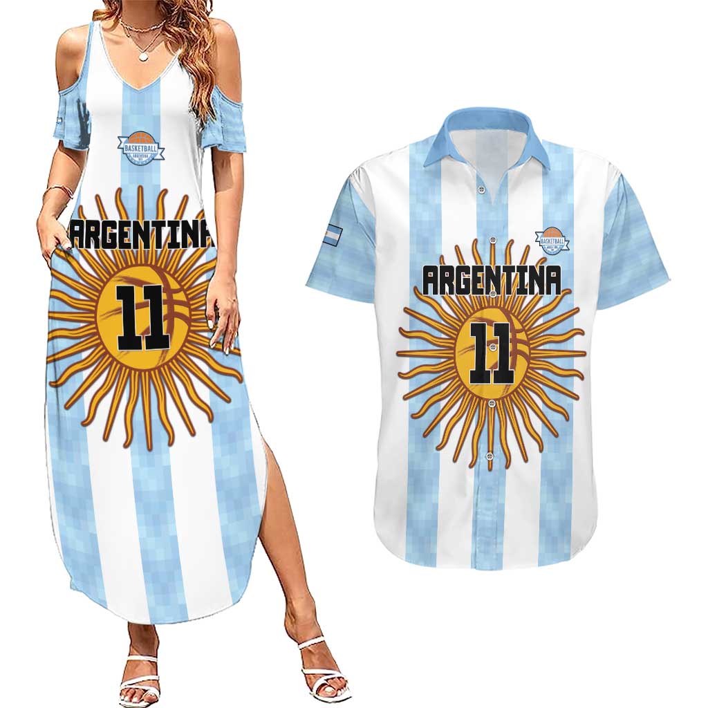 Custom Argentina Basketball Couples Matching Summer Maxi Dress and Hawaiian Shirt Go El Alma Argentina