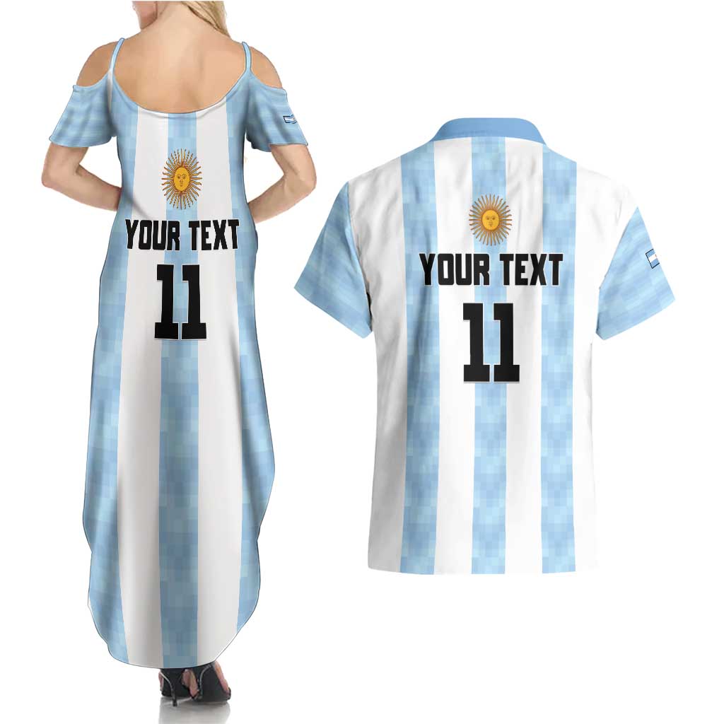 Custom Argentina Basketball Couples Matching Summer Maxi Dress and Hawaiian Shirt Go El Alma Argentina