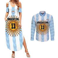 Custom Argentina Basketball Couples Matching Summer Maxi Dress and Long Sleeve Button Shirt Go El Alma Argentina