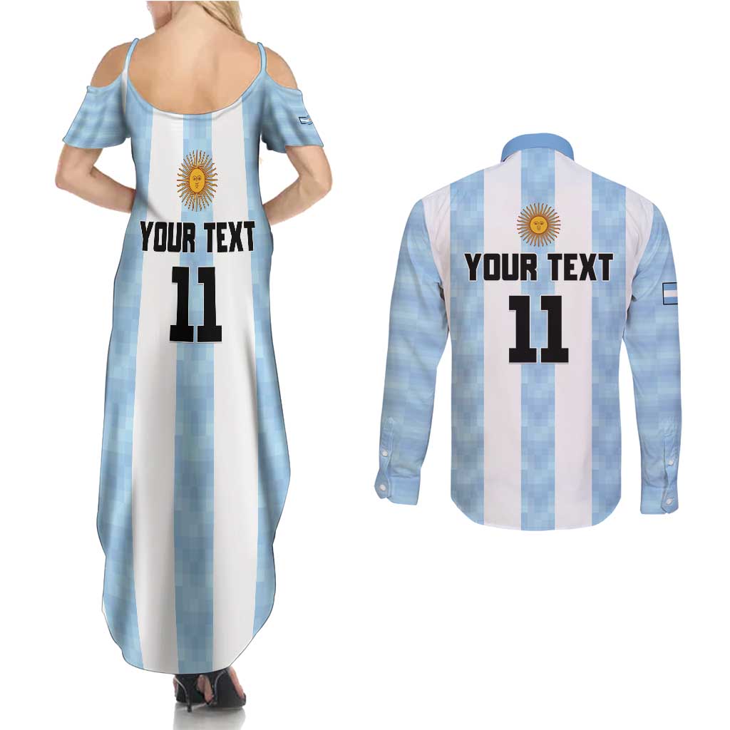 Custom Argentina Basketball Couples Matching Summer Maxi Dress and Long Sleeve Button Shirt Go El Alma Argentina