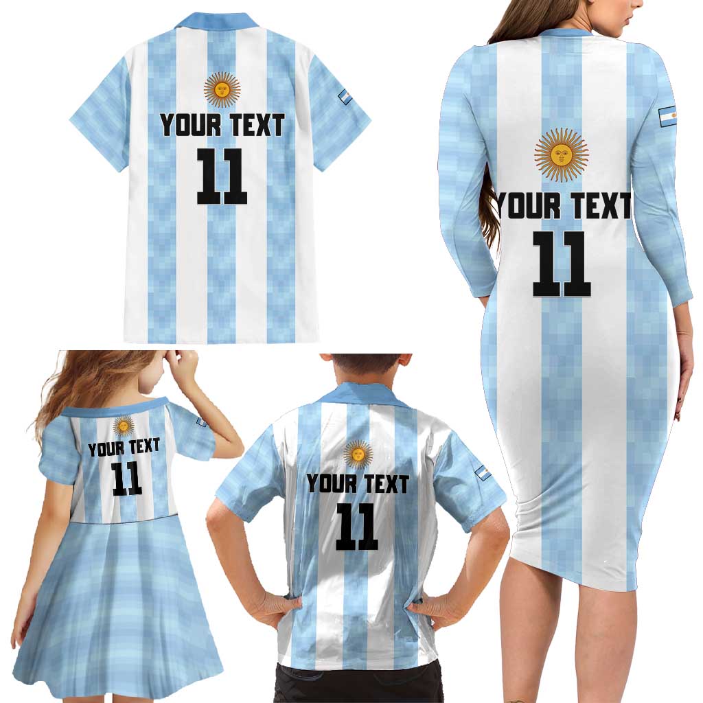 Custom Argentina Basketball Family Matching Long Sleeve Bodycon Dress and Hawaiian Shirt Go El Alma Argentina