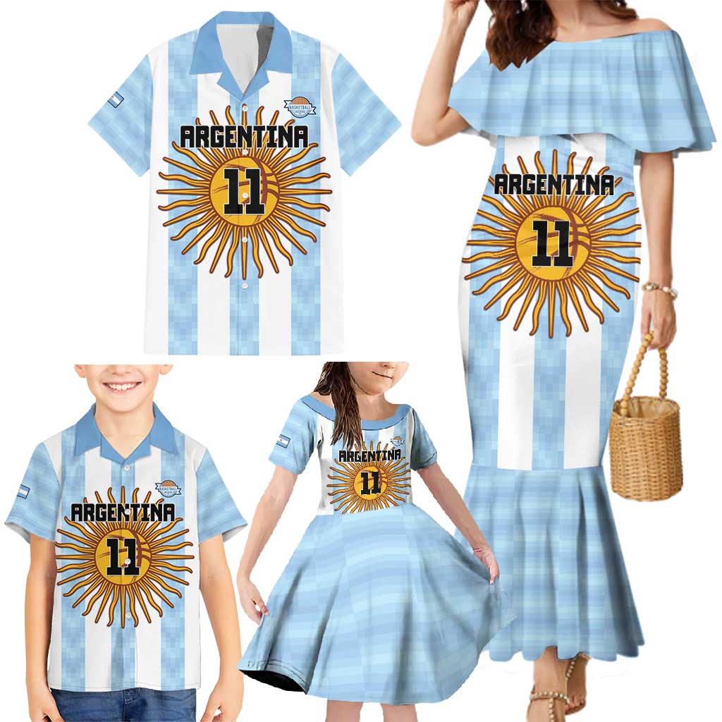 Custom Argentina Basketball Family Matching Mermaid Dress and Hawaiian Shirt Go El Alma Argentina