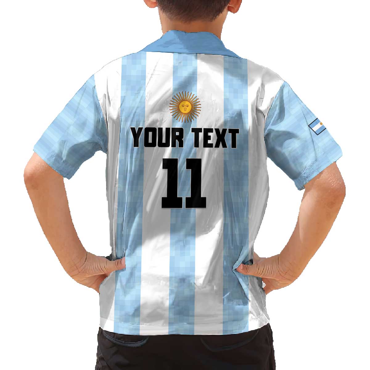Custom Argentina Basketball Family Matching Off The Shoulder Long Sleeve Dress and Hawaiian Shirt Go El Alma Argentina
