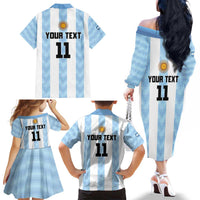 Custom Argentina Basketball Family Matching Off The Shoulder Long Sleeve Dress and Hawaiian Shirt Go El Alma Argentina