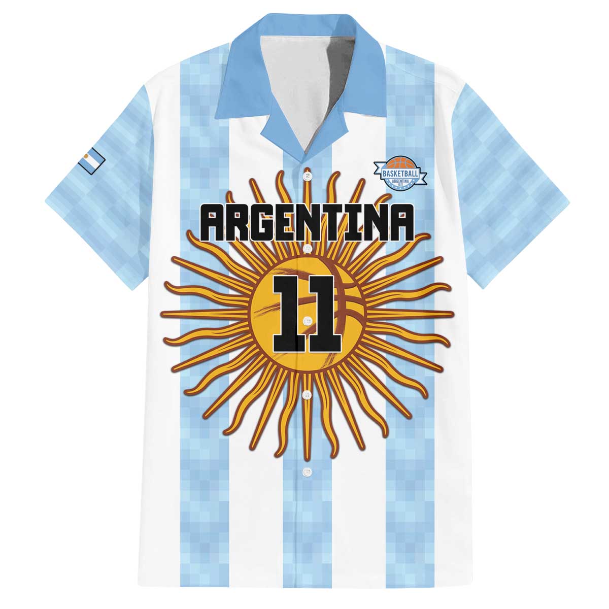 Custom Argentina Basketball Family Matching Off The Shoulder Long Sleeve Dress and Hawaiian Shirt Go El Alma Argentina