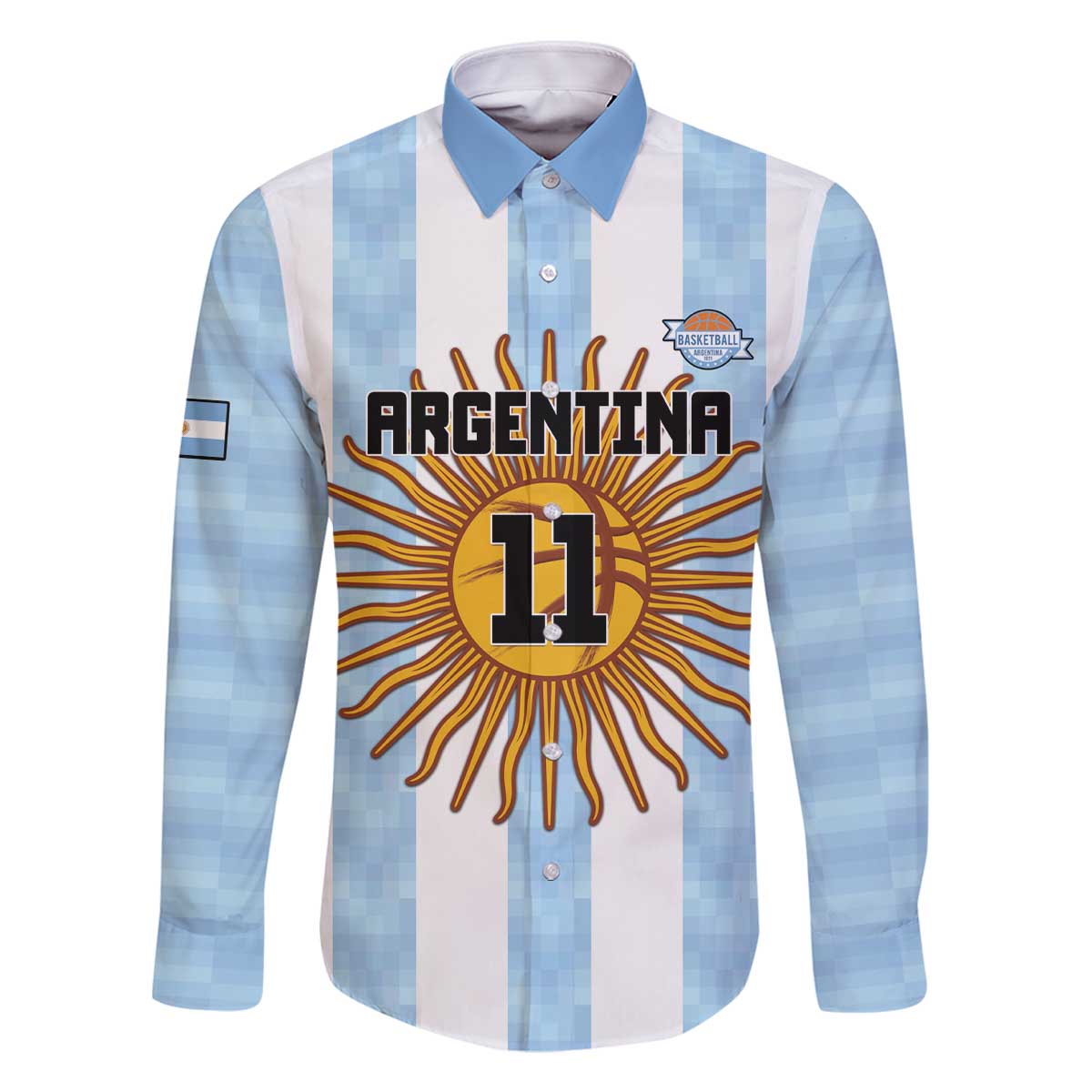 Custom Argentina Basketball Family Matching Off The Shoulder Long Sleeve Dress and Hawaiian Shirt Go El Alma Argentina