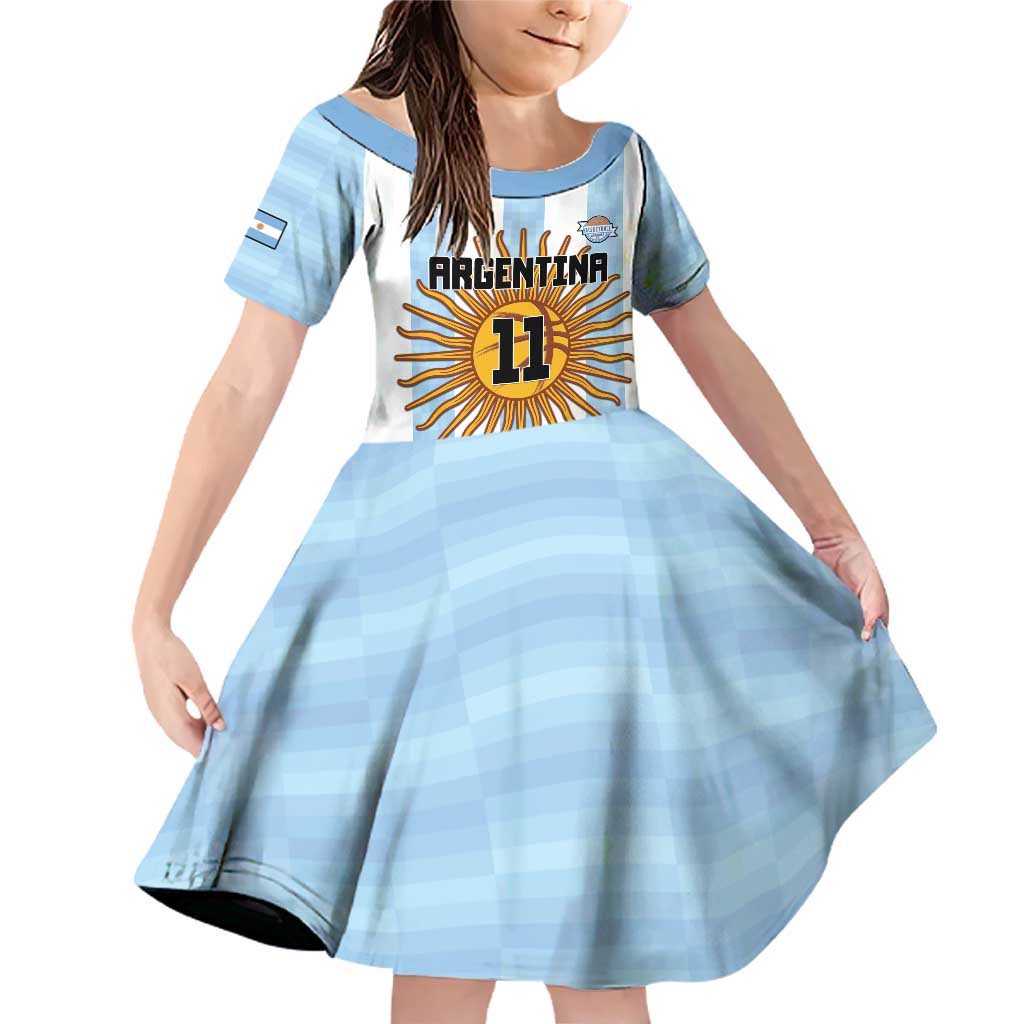 Custom Argentina Basketball Family Matching Off Shoulder Short Dress and Hawaiian Shirt Go El Alma Argentina