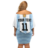 Custom Argentina Basketball Family Matching Off Shoulder Short Dress and Hawaiian Shirt Go El Alma Argentina