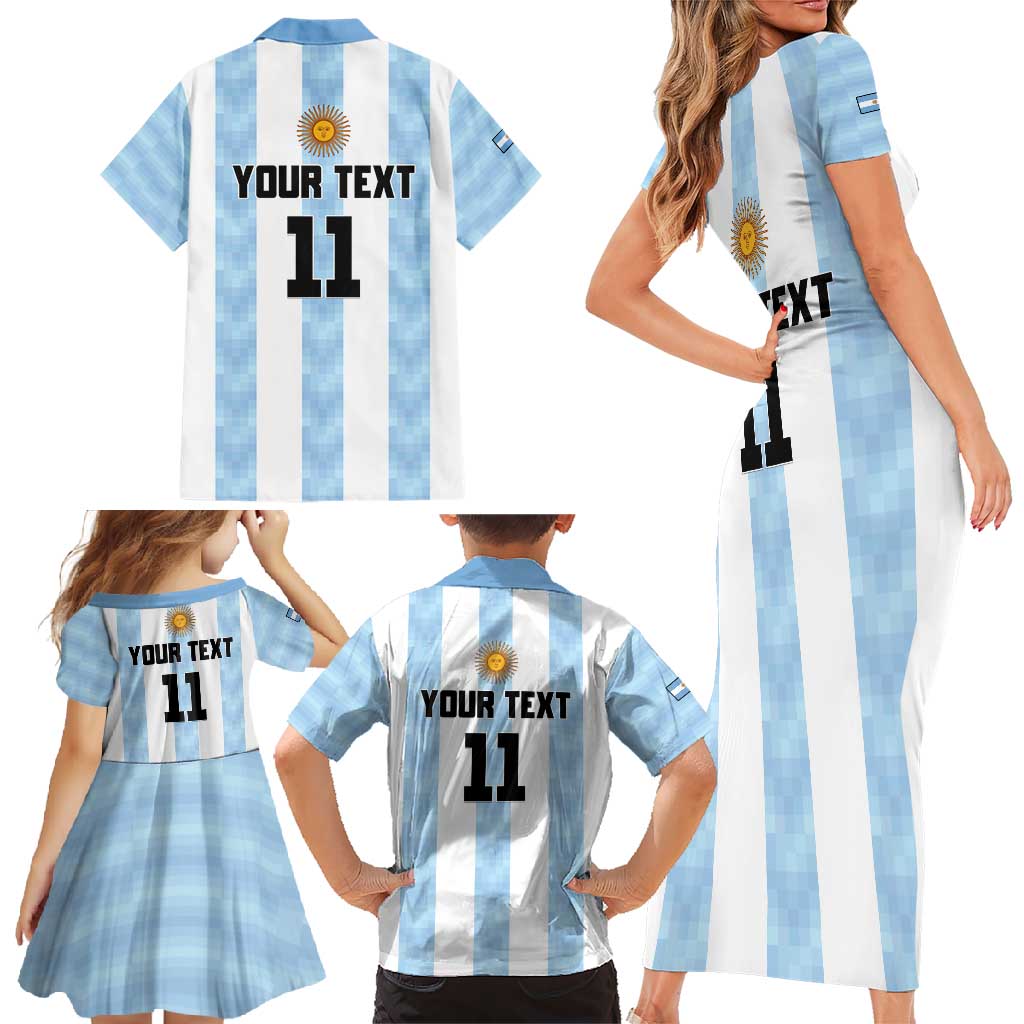 Custom Argentina Basketball Family Matching Short Sleeve Bodycon Dress and Hawaiian Shirt Go El Alma Argentina