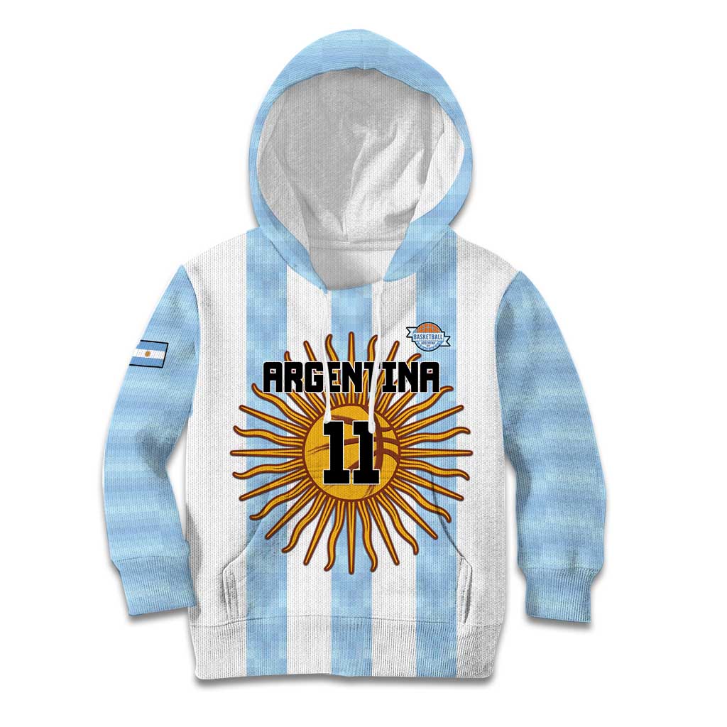 Custom Argentina Basketball Kid Hoodie Go El Alma Argentina