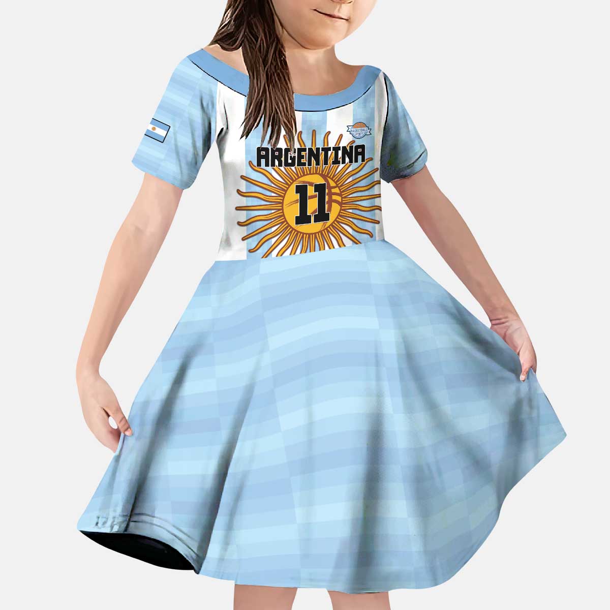 Custom Argentina Basketball Kid Short Sleeve Dress Go El Alma Argentina