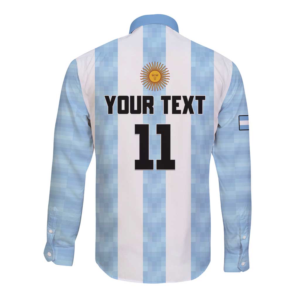 Custom Argentina Basketball Long Sleeve Button Shirt Go El Alma Argentina