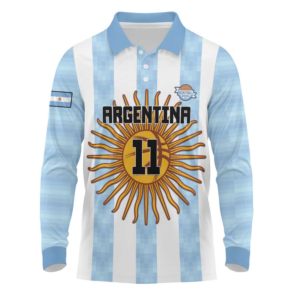 Custom Argentina Basketball Long Sleeve Polo Shirt Go El Alma Argentina