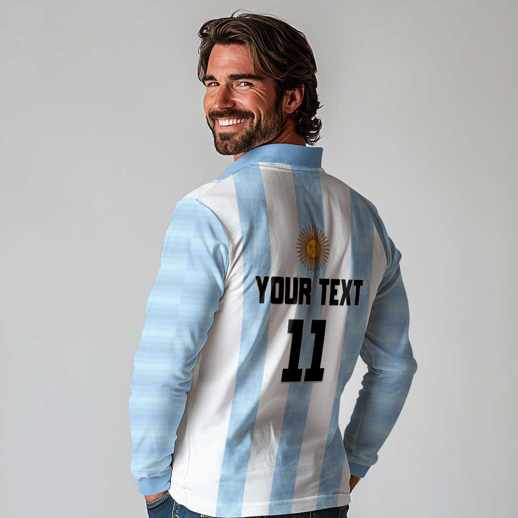 Custom Argentina Basketball Long Sleeve Polo Shirt Go El Alma Argentina