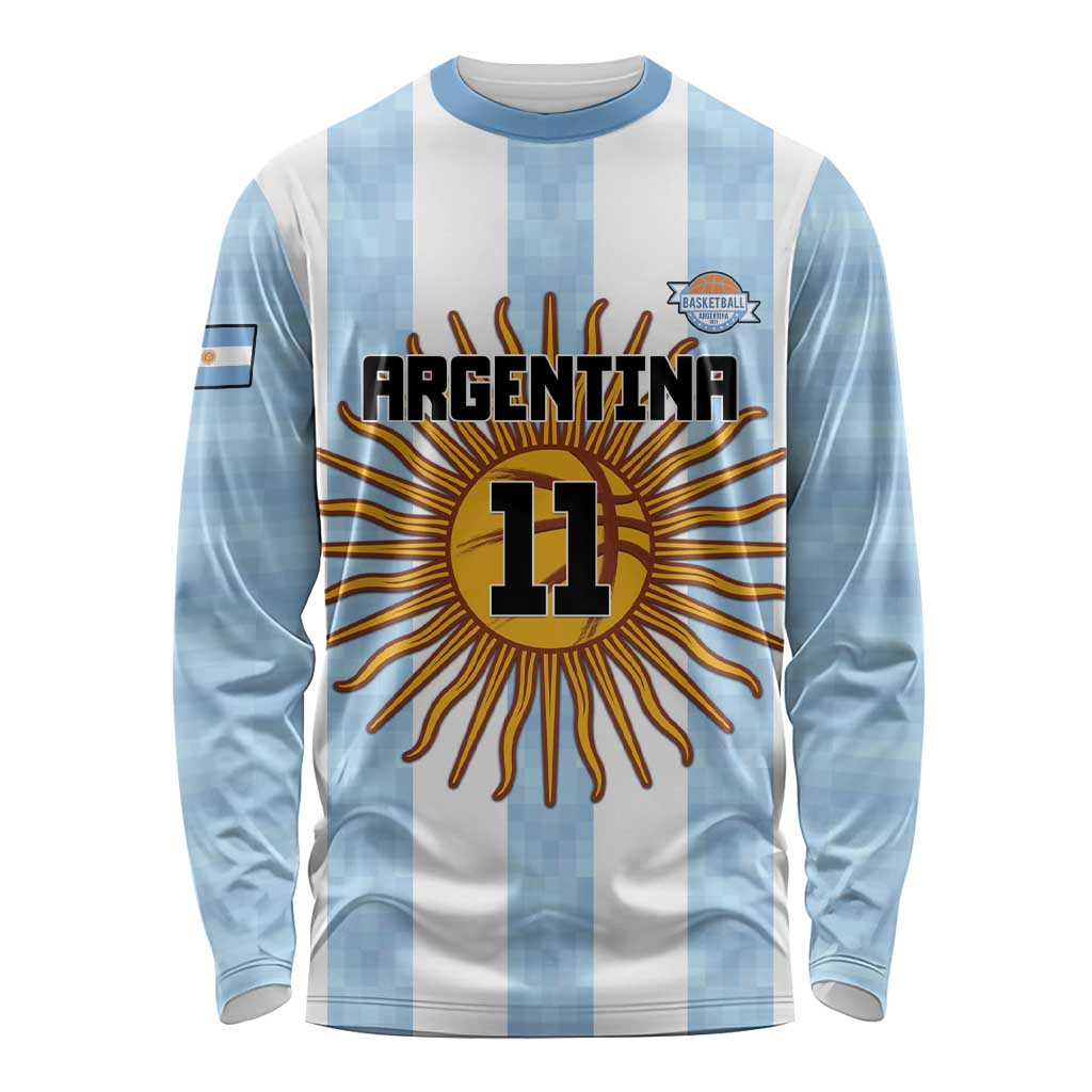 Custom Argentina Basketball Long Sleeve Shirt Go El Alma Argentina