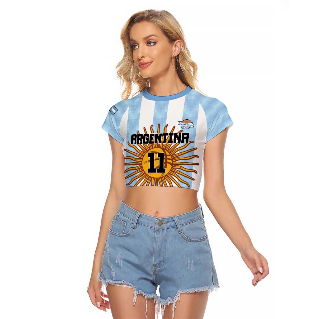 Custom Argentina Basketball Raglan Cropped T Shirt Go El Alma Argentina