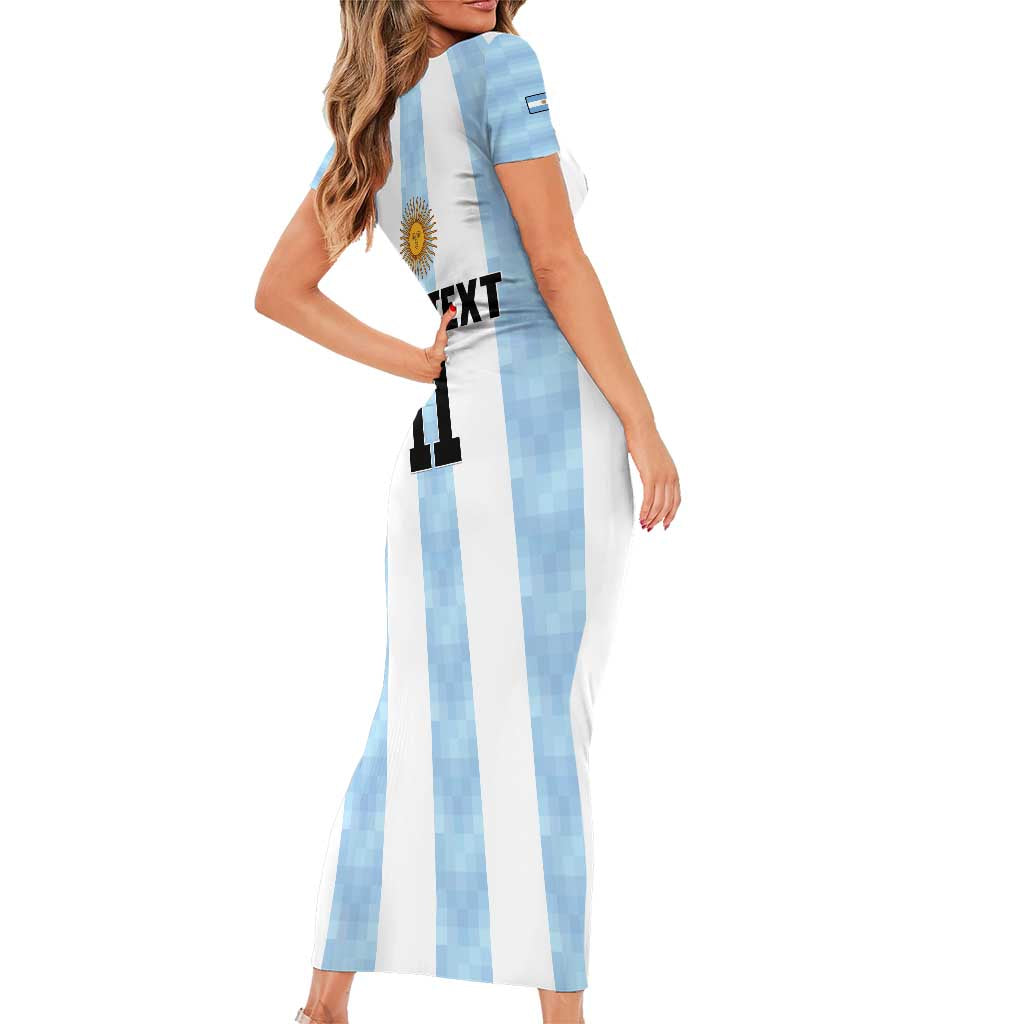 Custom Argentina Basketball Short Sleeve Bodycon Dress Go El Alma Argentina